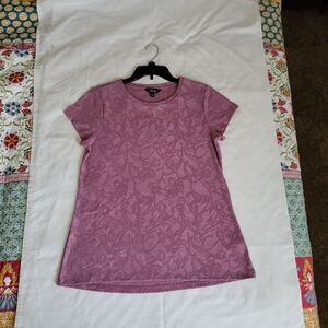 Simply Vera Vera Wang Pink Fitted Short Sleeve Tee